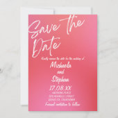 Faire-part de mariage moderne rose et orange couch (Devant)