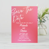 Faire-part de mariage moderne rose et orange couch (Debout devant)