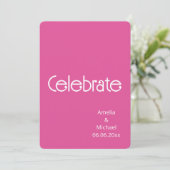 Faire-part de mariage moderne rose framboise et bl (Debout devant)