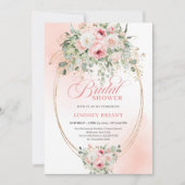 Faire-part de Mariage Moderne Rose Pâle et Or (Devant)