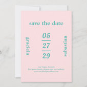 Faire-part de mariage moderne rose sarcelle typogr (Devant)
