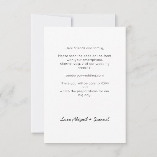 Faire-part de mariage moderne RSVP QR Code (Dos)
