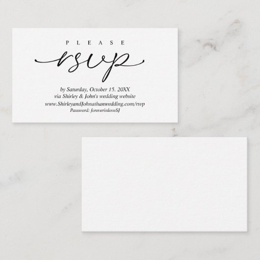 Faire-part de mariage moderne RSVP, via le site we (Devant / Derrière)