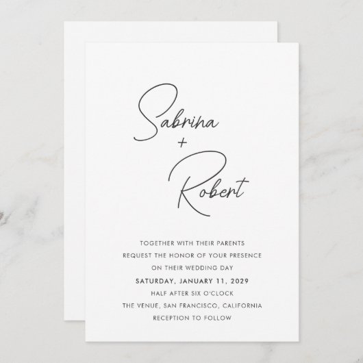 Faire-part de mariage moderne Sabrina (Devant / Derrière)