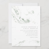 Faire-part de mariage moderne Sage Green Marbling (Devant)