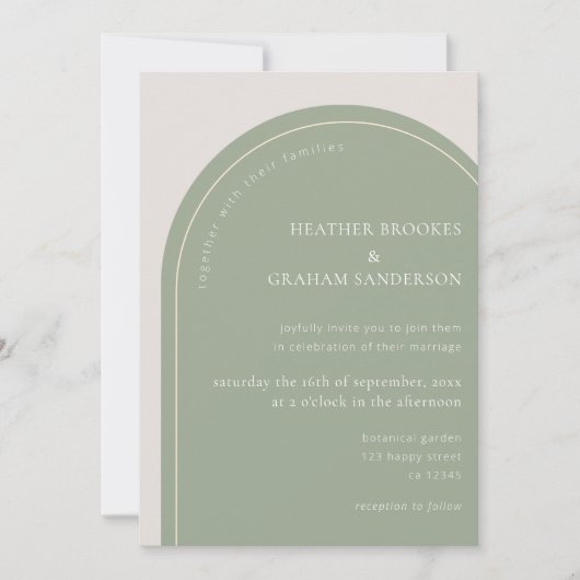 Faire-part de mariage moderne Sage Vert