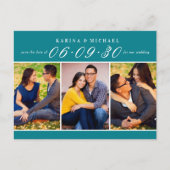 Faire-part de mariage moderne sarcelle en collage  (Devant)