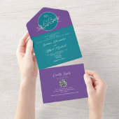 Faire-part de mariage moderne sarcelle violet avec (Déchirure)
