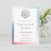 Faire-part de mariage moderne Seashell (Debout devant)
