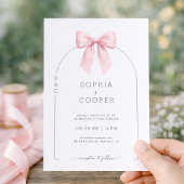 Faire-part de mariage moderne serif à ruban rose