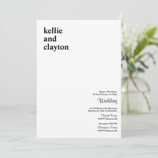 Faire-part de mariage moderne simple (Debout devant)