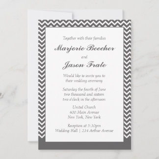 Faire-part de mariage moderne simple Chevron - gri