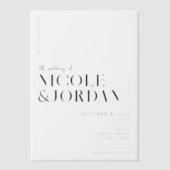 Faire-part de mariage moderne simple chic en vellu (Recto)