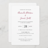 Faire-part de mariage moderne simple et élégant (Devant / Derrière)