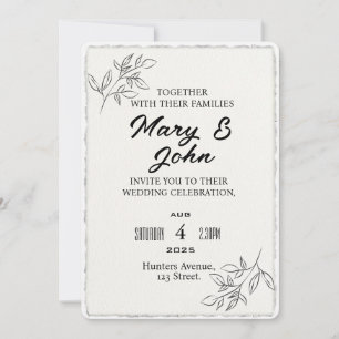 Faire-part de mariage moderne simple Faux