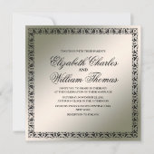 Faire-part de mariage moderne simple noir et argen (Devant)