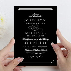 Faire-Part de Mariage Moderne Simple Noir et Blanc
