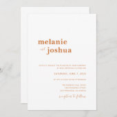 Faire-part de mariage moderne simple | Orange de c (Devant / Derrière)