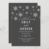 Faire-part de mariage moderne Snowflake Grey (Devant / Derrière)