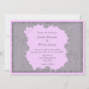 Faire-part de mariage moderne tourbillonnant rose