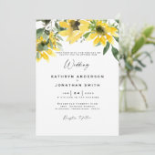 Faire-Part de Mariage Moderne Tournesol Eucalyptus (Debout devant)