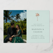 Faire-Part de Mariage Moderne Tropical Palmier Men (Recto)
