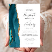 Faire-part de mariage moderne Turquoise Gold Agate