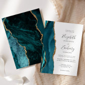 Faire-part de mariage moderne Turquoise Gold Agate