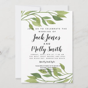 faire-part de mariage moderne vert feuillage