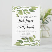 faire-part de mariage moderne vert feuillage (Debout devant)