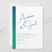 Faire-part de mariage moderne vert sarcelle minima (Devant)