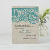 Faire-part de mariage moderne vintage de dentelle (Debout devant)