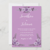 Faire-part de mariage moderne violet (Devant)