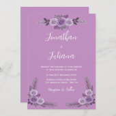 Faire-part de mariage moderne violet (Devant / Derrière)