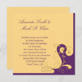 Faire-part de mariage moderne violet or (Devant / Derrière)