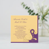 Faire-part de mariage moderne violet or (Debout devant)