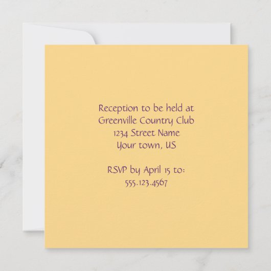 Faire-part de mariage moderne violet or (Dos)