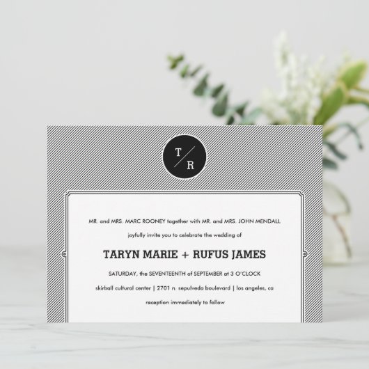 Faire-part de mariage modernes de rayures (Debout devant)