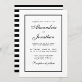 Faire-part de mariage modernes élégantes en noir e (Devant / Derrière)