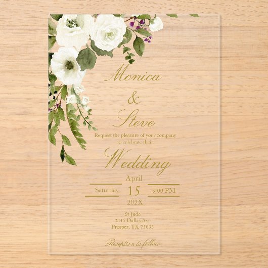 Faire-part de mariage modifiable acrylique (Recto)