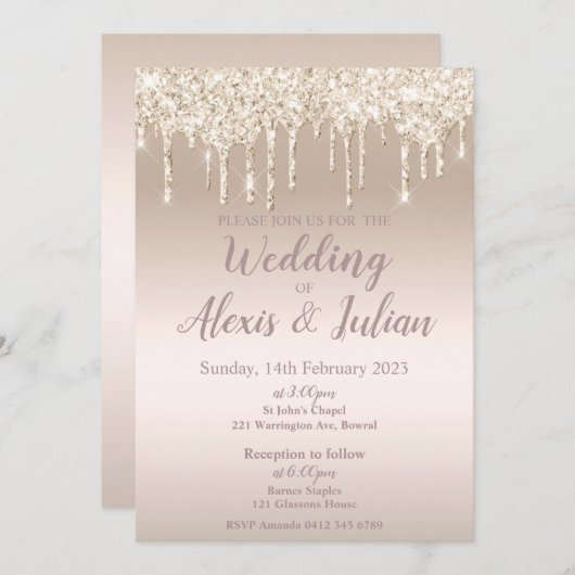 Faire-part de mariage modifiable en Champagne (Devant / Derrière)