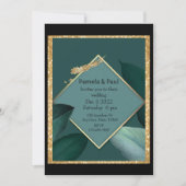 Faire-part de mariage modifiable vert émeraude et  (Devant)