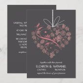 Faire-part de mariage Mon cœur lié à toi - charbon (Devant / Derrière)