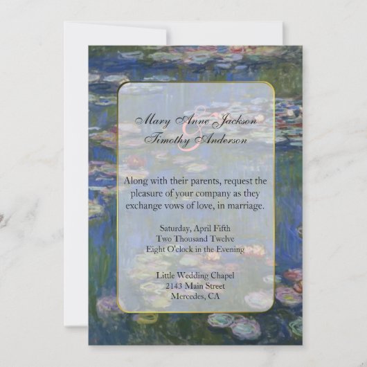 Faire-part de mariage Monet Water Lilies (Devant)