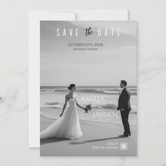 Faire-part de mariage monochrome (Devant)