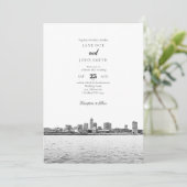 Faire-part de mariage monochrome Cleveland Skyline (Debout devant)
