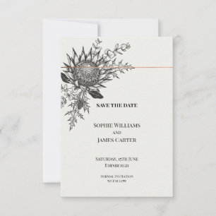 Faire-part de mariage monochrome Protéa Chardon Sa