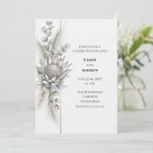 Faire-part de mariage Monochrome Protéa Eucalyptus (Debout devant)