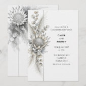 Faire-part de mariage Monochrome Protéa Eucalyptus (Devant / Derrière)