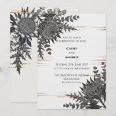 Faire-part de mariage Monochrome Protea Thistle (Devant / Derrière)